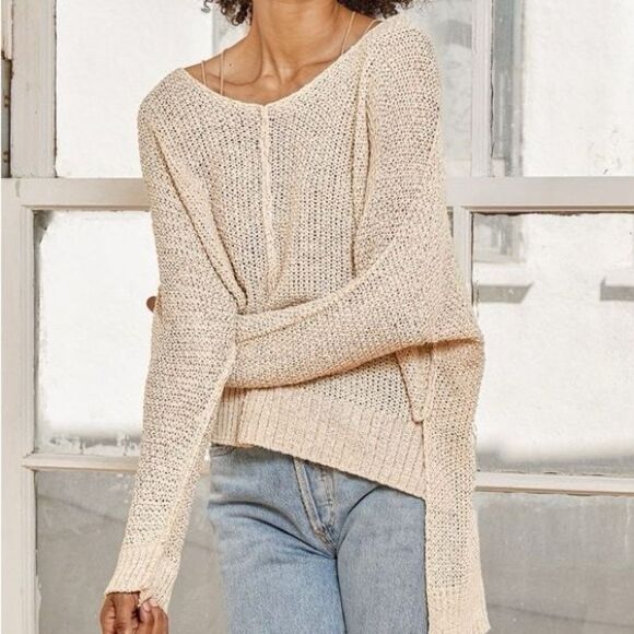 Lulus Write Me a Poem Beige Loose Knit Oversized Beachy Sweater Size Small - Picture 5 of 13